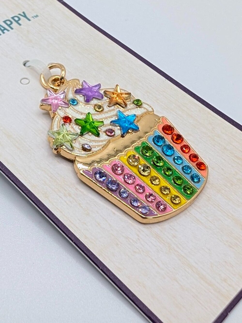 Colorful Cupcake Pendant with Stars - NWT